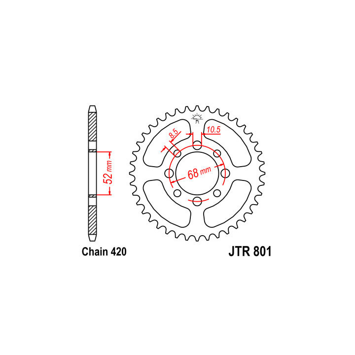 COURONNE 37 DENTS EN ACIER - JT Sprockets type 801 - SUZUKI 50 LT