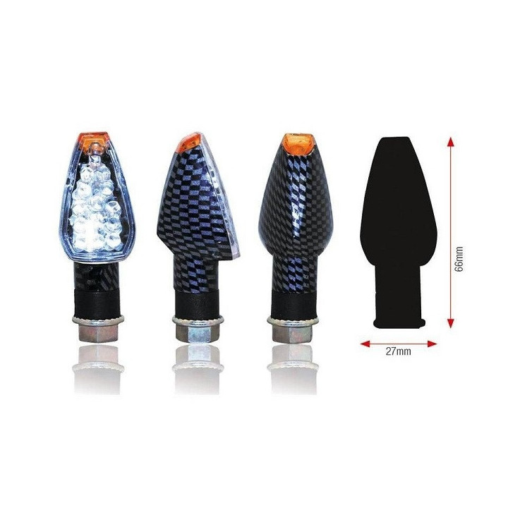 CLIGNOTANTS DESIGN LEDS COURT CARBONE