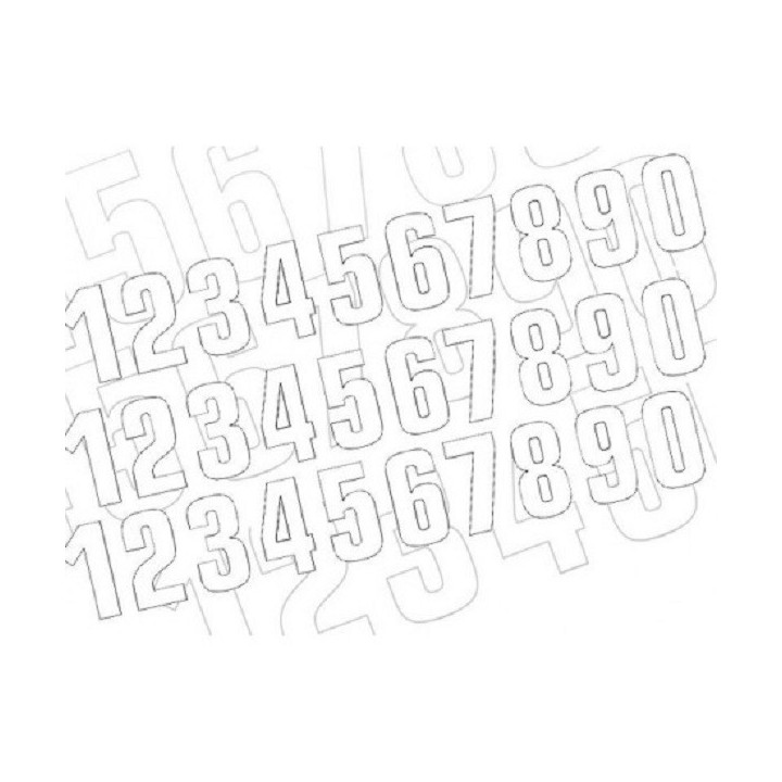 NUMERO DE COURSE BLANC JEU DE 3 NUMEROS 13X7cm