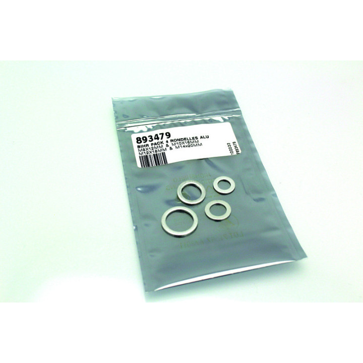 Pack 4 rondelles joint de vidange BIHR alu M8, M10, M12 et M14