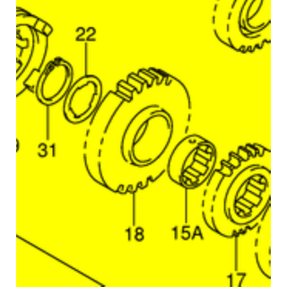 PIGNON BOITE MARCHE ARRIERE SUR ARBRE SECONDAIRE SUZUKI LTZ 400 ORIGINE 2003-08