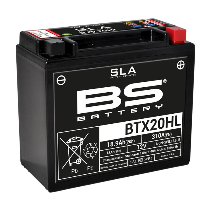 BATTERIE BS BATTERY BTX20HL-BS SANS ENTRETIEN PRÉPARÉ D'USINE YAMAHA GRIZZLY 450