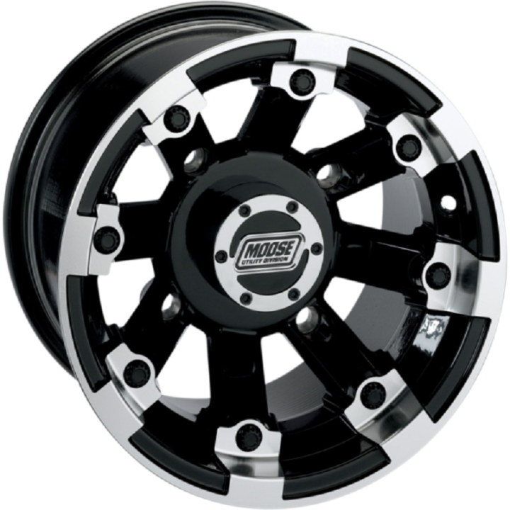PACK 4 JANTES MOOSE 393X UTILITY DIVISION 14X7 4+3 ET 14X8 4+4 ARGENT ET NOIR 4X136 CAN AM MAVERICK 1000 XRS XCC XDS TURBO