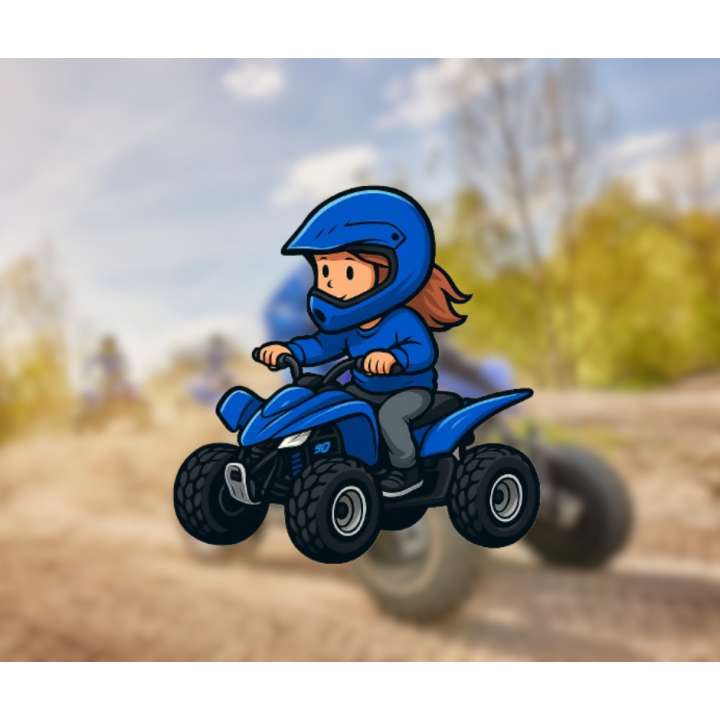 AUTOCOLLANT STICKER QUAD ENFANT FILLE YAMAHA 90 RAPTOR 10X10cm
