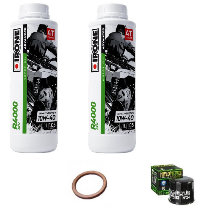 Kit vidange complet YAMAHA 350, 450, 700, 800 WOLVERINE ET 700 GRIZZLY IPONE 10w40 Semi-synthèse R4000 ATV