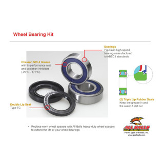 KIT ROULEMENTS DE ROUE AVANT ALL BALLS KTM XC 450 525 2008-2009 SX 450 505 2009-2010