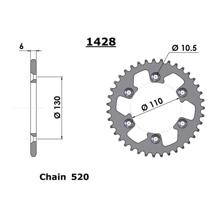 Couronne acier 39 dents Gas Gas 450 Wild | MX-Quad