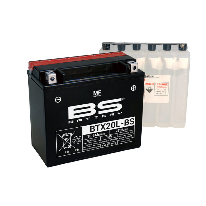 Batterie 12V BS YTX20L-BS pour Outlander 500, Renegade | MX-Quad