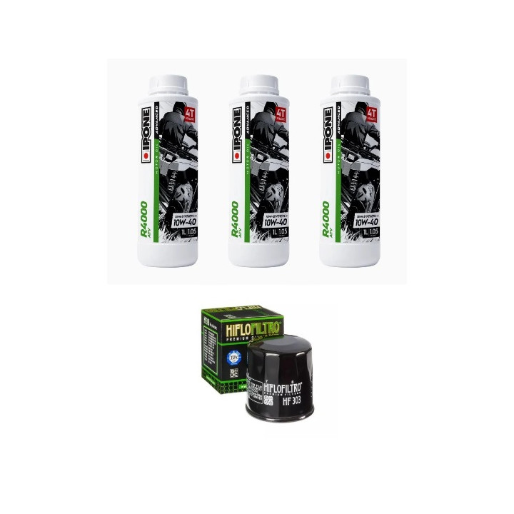 Kit vidange complet YAMAHA KODIAK 400 10w40 Semi-synthèse IPONE R4000 ATV
