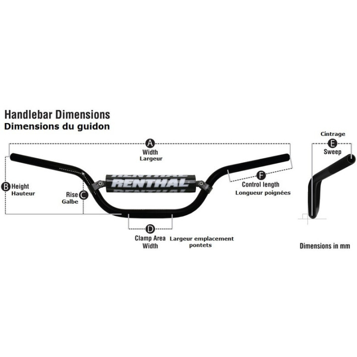 Guidon Renthal noir quad haut Yamaha 250 Raptor | MX-Quad