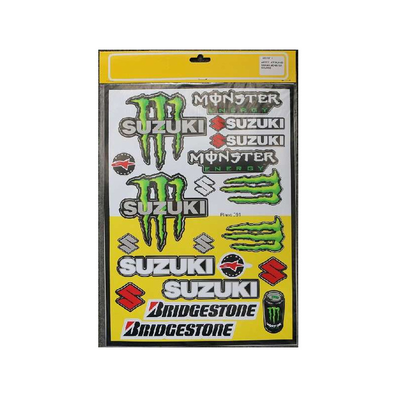 PLANCHE 40cm X 29cm STICKERS AUTOCOLLANT KIT PLANO SUZUKI MONSTER MXCOLLANT SUZUKI MX