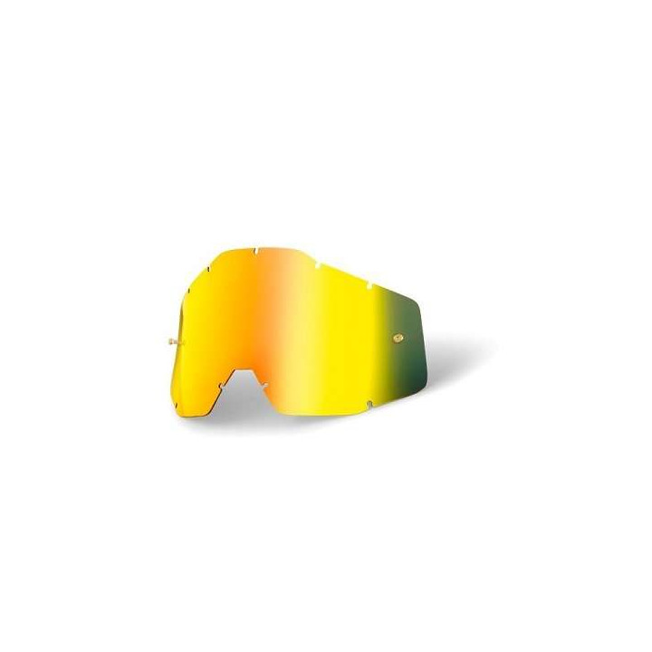 ECRAN REMPLACEMENT MIROIR OR  FUME POUR MASQUE LUNETTE 100% CROSS RACECRAFT, ACCURI ET STRATA 